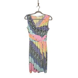 LONDON TIMES‎ $98 Jersey Stretch Cowl Neck Sundress Multi-Color Size 6